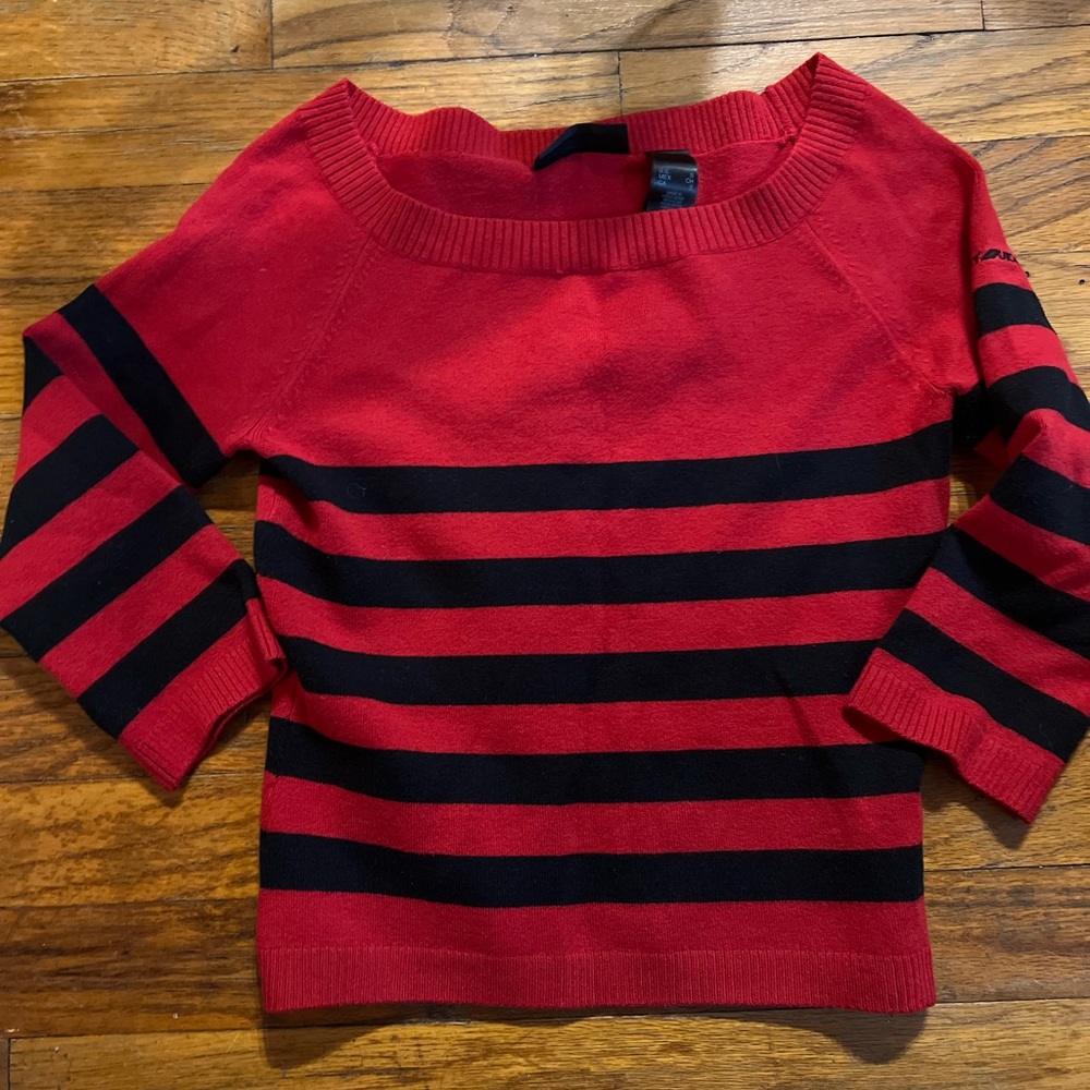 DKNY woman’s red and dark blue stripped sweater size S